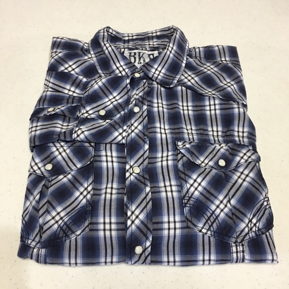 BKE 67 Vintage SLIM FIT Mens PLAID SHIRT Size XL